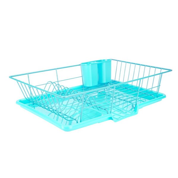 Hds Trading 3 Piece Dish Drainer, Turquoise ZOR95928